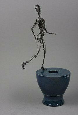 Djan Mulderij: 'No Wireless Piece', 2014 Ceramic Sculpture, Dance.   Also used ceramic wheel. Clay, Glaze, Wire  ...