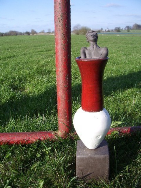 Djan Mulderij  'Watching The River In Front Of The Red Fence', created in 2009, Original Ceramics Other.
