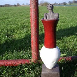 Djan Mulderij Artwork watching the river in front of the red fence, 2009 Other Ceramics, Figurative