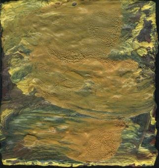 Djordje Sokolovski: 'yellow  tinny abstract 1', 2011 Oil Painting, Abstract.   abstract, little, yellow, ocher, green, oil on cardboard  ...