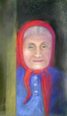 Dorothy Okray: 'Babushka', 2008 Pastel, Portrait.  She opened the door and I knew I wanted to paint her.  This typical European grandmother from a past century is still alive!   ...