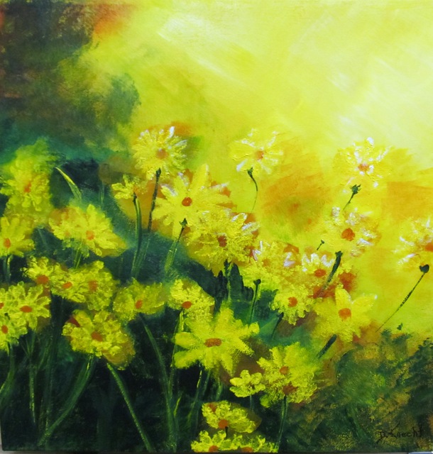 Debra Knecht  'Sunlit Daisies', created in 2014, Original Painting Acrylic.