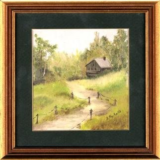 Artist Dorothy Nuckolls. 'Cabin In The Woods' Artwork Image, Created in 1992, Original Drawing Pencil. #art #artist