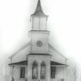 Dorothy Nuckolls: 'Sears Chapel', 2003 Pencil Drawing, Architecture. Artist Description: Landscape portrait of Sears Chapel founded in 1860. In private collection of Sandra Beasley of Montgomery, Alabama...