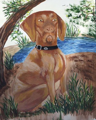 Deborah Leyva: 'Gunnar the Hunter', 2012 Acrylic Painting, Magical.   This commissioned work is one of the pieces of art for dogs. Prints available. See other dogs at www. zazzle. com/ dleyva08 ...