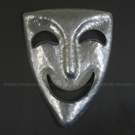 Dmitrii Volkov: 'the mask of comedy', 2019 Aluminum Sculpture, Theater. Artist Description: Wall Art Decor.Mask is forged of aluminum plate sheet. Weight approximately 1 lbs. Greek plays were performed wearing masks. The intent of wearing the masks was to represent different emotions, and their look was exaggerated for the audience to be able to clearly distinguish between them. Derived ...