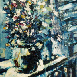 Dmitry Onishenko: 'Flowers on the window', 2002 Oil Painting, Still Life. Artist Description: an expressive still life...