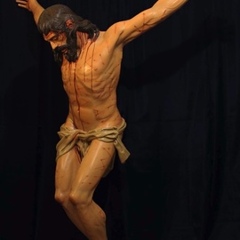Serhii Dobrovolsyi: 'cristo del consuelo', 2021 Wood Sculpture, Religious. Artist Description: Cristo del Consuelo  Christ of consolation  2021.Work material: wood  linden  tempera paint  polyurethane varnish.Size: height - 2 meters.+ a cross was made for this work, size: 2. 5m. at 4. 5m.This sculpture is carved completely on wood, without pouring, etc. Sculpture in a single copy. Due ...