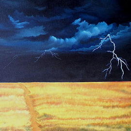 Dominique Faivre: 'Magie du ciel', 2008 Oil Painting, Landscape. Artist Description:  The amazing sky during a storm.  ...