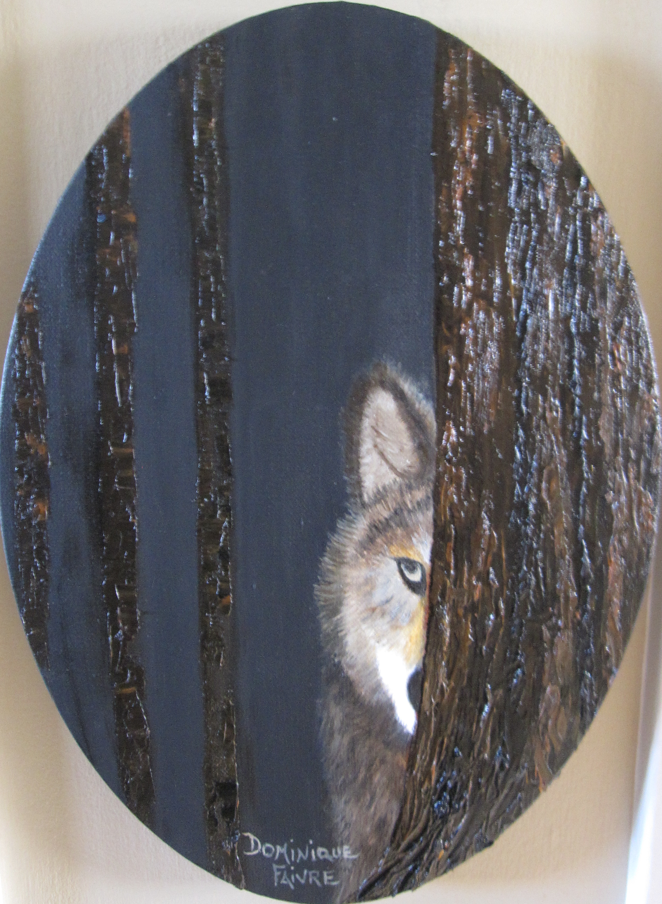 Dominique Faivre: 'je vous vois', 2021 Oil Painting, Wildlife. oil done on an oval canvas which is quite interesting and very different. ...