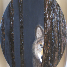 Dominique Faivre: 'je vous vois', 2021 Oil Painting, Wildlife. Artist Description: oil done on an oval canvas which is quite interesting and very different. ...