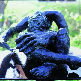 Donatella Richtman: 'doron piangie', 1985 Bronze Sculpture, Figurative. Artist Description: sad young man weaps...