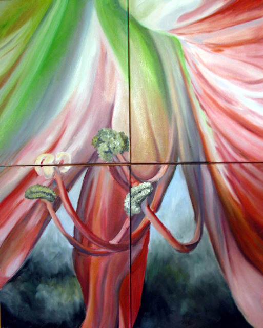 Artist Donna Gallant. 'Amaryllis' Artwork Image, Created in 2008, Original Collage. #art #artist