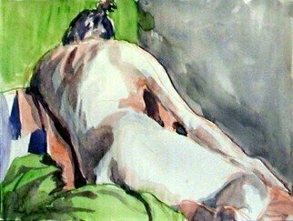 Donna Gallant: 'Back View', 2009 Watercolor, Fantasy.   Figure studies are an important part of this artist's practise.  It' s important to keep in touch with the human form. ...