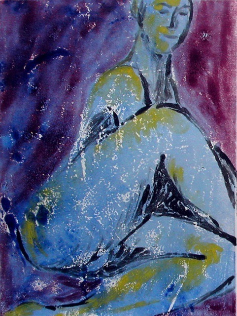 Artist Donna Gallant. 'Figure In Blue' Artwork Image, Created in 2009, Original Collage. #art #artist