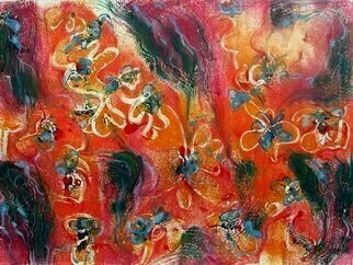 Donna Gallant: 'Fragmented Bouquet', 2009 Monoprint, Abstract.         An abstract floral filled with color and shapes. ...