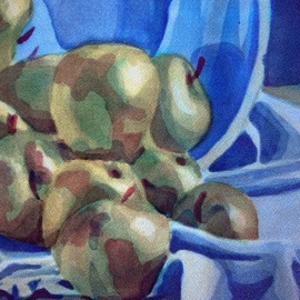 apples and blue bowl  By Donna Gallant