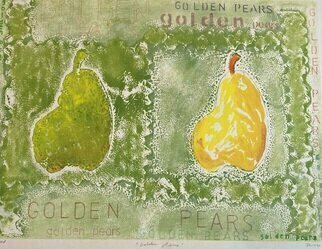Donna Gallant: 'golden pears', 2008 Monoprint, Food. Another series based on a simple subject but the concentration is on color and texture. ...