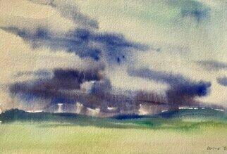 Donna Gallant: 'merging horizon', 1991 Watercolor, Abstract Landscape. In this big sky country you cat help but be influenced by the shapes, the colours, and the airiness of the big sky.  It has always been an important part of my work. ...