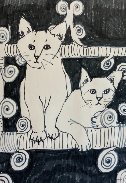 Artist Donna Gallant. 'White Cats' Artwork Image, Created in 2005, Original Collage. #art #artist
