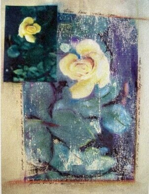Donna Gallant: 'yellow roses', 2004 Mixed Media, Floral. Reversal of the image provides and interesting composition and play with unique prospective. ...