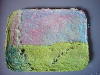 Kathy Donofrio: 'Springtime 2', 2006 Paper, Abstract Landscape.    This is a fragile paper pulp painting. It is framed under glass and ready to hang.  ...