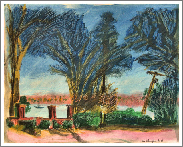 Artist Don Schaeffer. 'Yard With A View' Artwork Image, Created in 2011, Original Watercolor. #art #artist