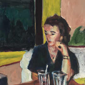 Bob Dornberg: 'ALONE', 2020 Oil Painting, Abstract. Artist Description: LADY IS ALONE...