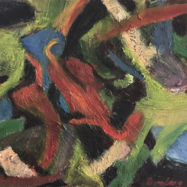 Bob Dornberg: 'SEEKING', 2020 Oil Painting, Abstract. Artist Description: SYNTHETIC SHAPES INTERACT...