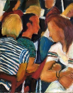 Bob Dornberg: 'elbows', 2019 Oil Painting, People. gATHERED FOR SOCIAL MEETING...