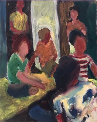 Bob Dornberg: 'girl party', 2020 Oil Painting, Expressionism. GIRLS AT A PARTY...