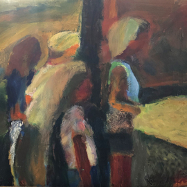 Bob Dornberg: 'group', 2021 Oil Painting, Expressionism. Artist Description: PEOPLE ENTER AS A GROUP...