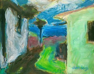 Bob Dornberg: 'houses at the beach', 2019 Oil Painting, Abstract Landscape. HOUSES ALONG THE OCEAN...
