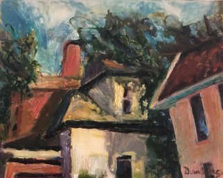 Bob Dornberg: 'hyattstown', 2020 Oil Painting, Abstract Landscape. Old Homes along road home...