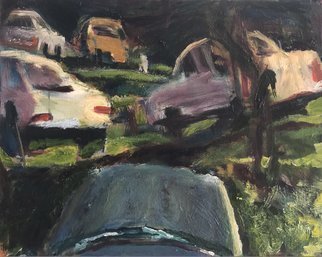 Bob Dornberg: 'junk cars', 2020 Oil Painting, Abstract Landscape. JUNKED CARS IN YARD...