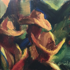 Bob Dornberg: 'los hombres', 2021 Oil Painting, Expressionism. Artist Description: THE COWBOYS...
