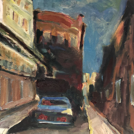Bob Dornberg: 'parked car', 2020 Oil Painting, Expressionism. Artist Description: PARKED CAR IN BALTIMORE...