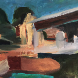 Bob Dornberg: 'rural home', 2020 Oil Painting, Abstract. Artist Description: Sunlit Home...