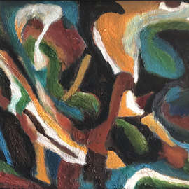 Bob Dornberg: 'sliding', 2020 Oil Painting, Abstract. Artist Description: objects sliding together...