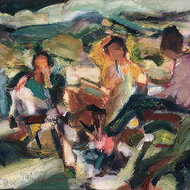 Bob Dornberg: 'waiting', 2020 Oil Painting, Abstract. Artist Description: PEOPLE WAITING...