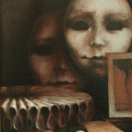 Doru Cristian Deliu: 'a doua poveste  cautand echilibrul', 2015 Oil Painting, Circus. Artist Description: mask, arlequin, circus, clown ...
