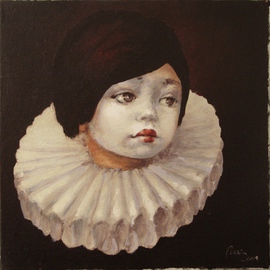 Doru Cristian Deliu: 'micul harlequin', 2014 Oil Painting, Circus. Artist Description:  mask, arlequin, circus, clown...