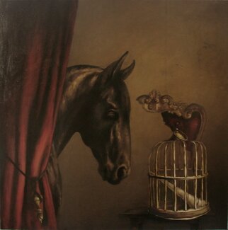 Doru Cristian Deliu: 'the cage', 2019 Oil Painting, Horses. oil on canvas...