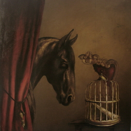 Doru Cristian Deliu: 'the cage', 2019 Oil Painting, Horses. Artist Description: oil on canvas...