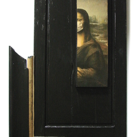 Doru Cristian Deliu: 'the other side of the mood', 2020 Oil Painting, Celebrity. Artist Description: Everything started from a game, from an old reproduction of Michelangelo s Gioconda, then my conditions during the covid period, the questions and our searches of all. . . finally. . . The portrait of Mona Lisa was painted on wood 15 years ago, then the mask was added in 2020. Half ...