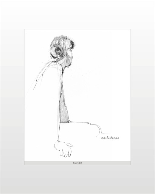 Artist C. Doug Anderson. 'Study For Seans Girl' Artwork Image, Created in 2013, Original Drawing Pen. #art #artist