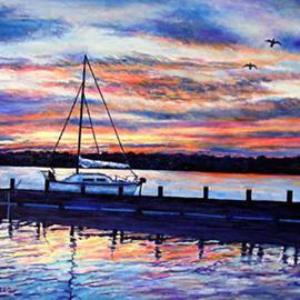 Emily Reed: 'A Perfect Ending to the Day', 2005 Oil Painting, Seascape. Artist Description: This is a framed 16 x 20 oil painting of a sunset on Rehoboth Bay, Dewey Beach, DE.  It was the winner of the Members Challenge contest on ArtWanted. com in August, 2005.  