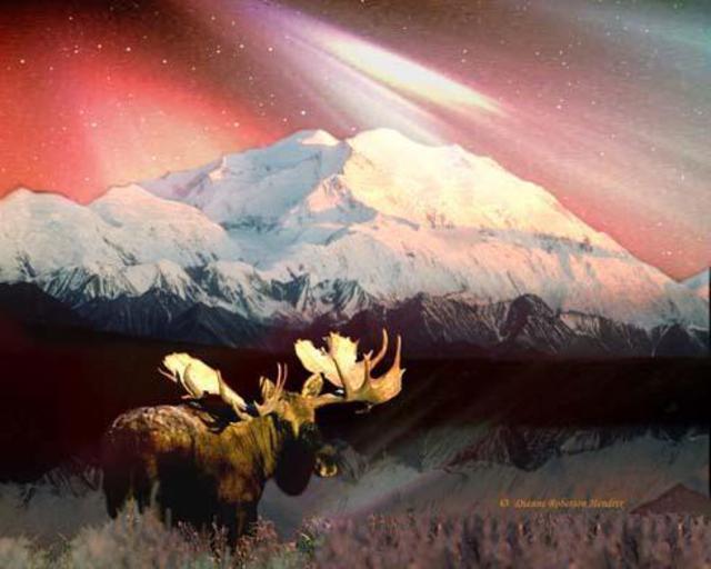 Artist Dianne  Roberson. 'Denali Alaska Before Dawn' Artwork Image, Created in 2005, Original Painting Acrylic. #art #artist