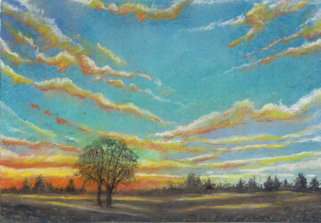 Darrell Ross  'Sunset 1', created in 2018, Original Pastel.