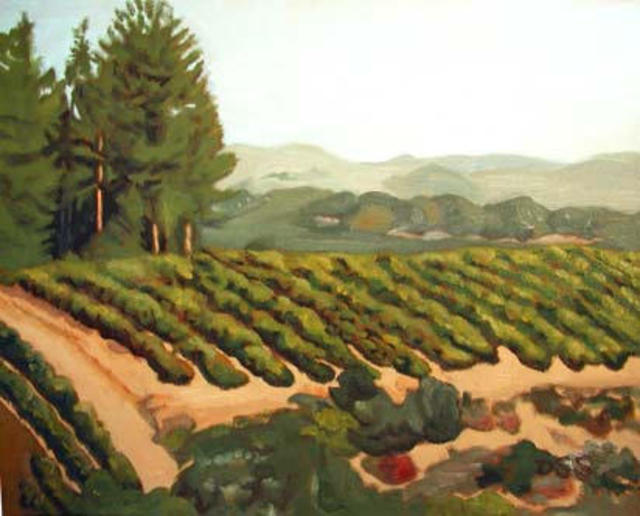 Donna Schaffer  'Hilltop Vineyard', created in 2002, Original Painting Oil.